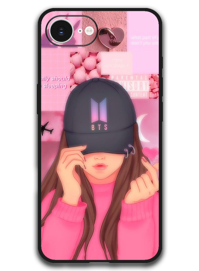 ثيودور حافظة متوافقة مع هاتف Apple iPhone 16e مقاس 6.1 بوصة، غطاء حماية مقاوم للصدمات - غطاء Girl BTS Snap - Image 1