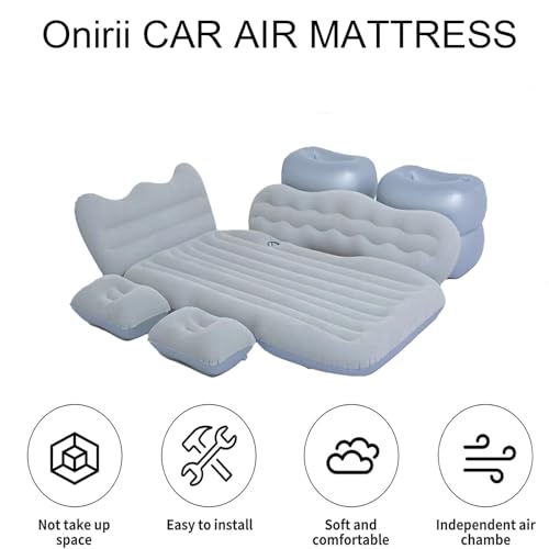 Onirii Inflatable Car Air Mattress Back Seat Bed with Air Pump,Portable Thickened Car Travel Camping Sleeping Air Mattress Blow Up Bed for Car Universal SUV - Image 4