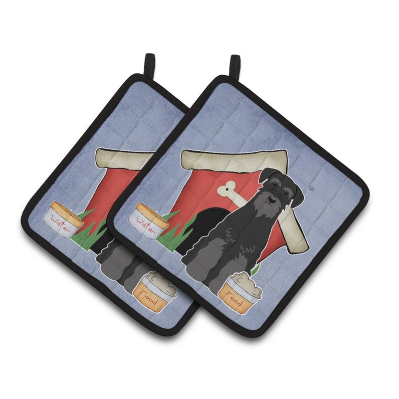 Caroline's Treasures ""Caroline's Treasures Dog House Collection Standard Schnauzer black Pair of Pot Holders BB2786PTHD  7.5HX7.5W  Multicolor"" 