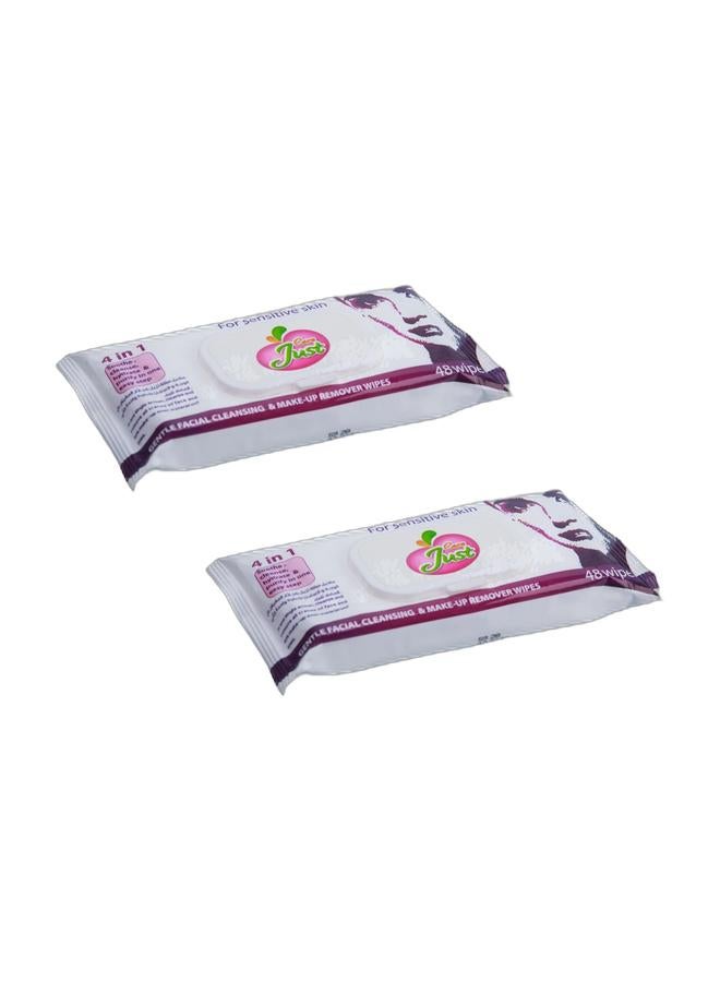 جاست مجموعة مناديل جاست لإزالة المكياج – ٢ عبوة × ٤٨ منديل (إجمالي ٩٦ منديل) - Image 1