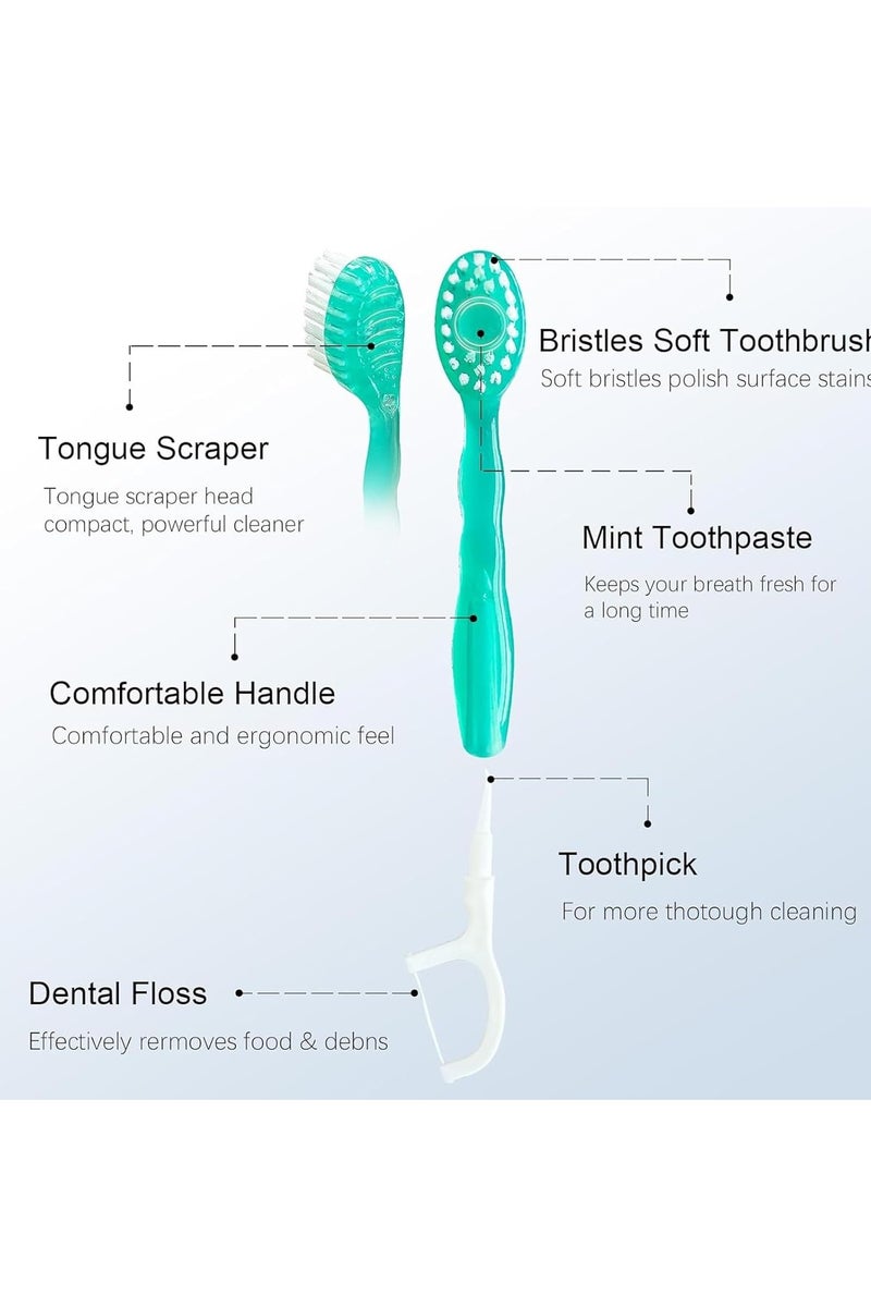 VKL Mini Travel Toothbrush,Disposable Mini Toothbrushes with Toothpaste + Tongue Scrapers + Floss + Pick,For Work or Travel,10 Count（Mixed flavors） - Image 2