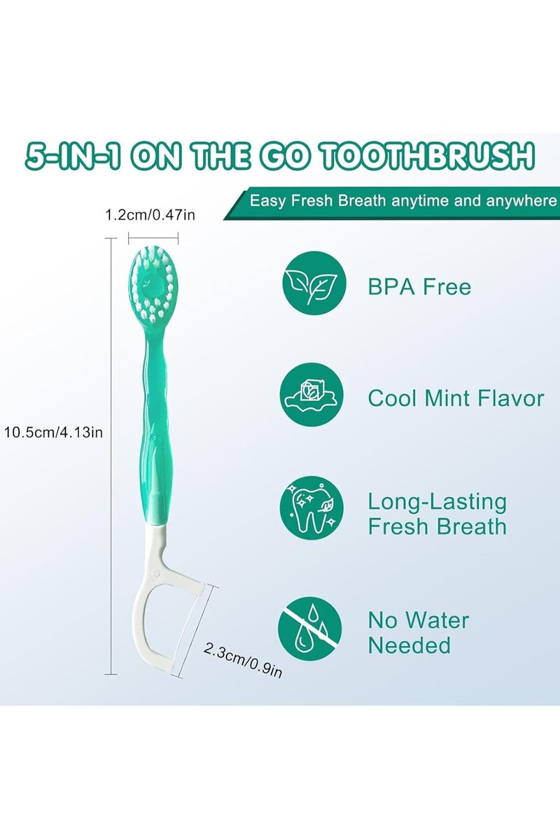 VKL Mini Travel Toothbrush,Disposable Mini Toothbrushes with Toothpaste + Tongue Scrapers + Floss + Pick,For Work or Travel,10 Count（Mixed flavors） - Image 3