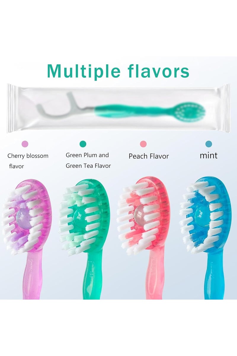 VKL Mini Travel Toothbrush,Disposable Mini Toothbrushes with Toothpaste + Tongue Scrapers + Floss + Pick,For Work or Travel,10 Count（Mixed flavors） - Image 4