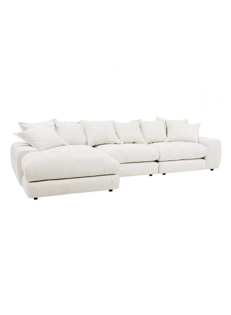 Mardod Saudi Saudi Arabia Return L-shaped Corner Sofa Made Of Swedish Wood With Linen Fabric, Size 300 x 90 x 90 Cm - White - ELE133 - Image 2