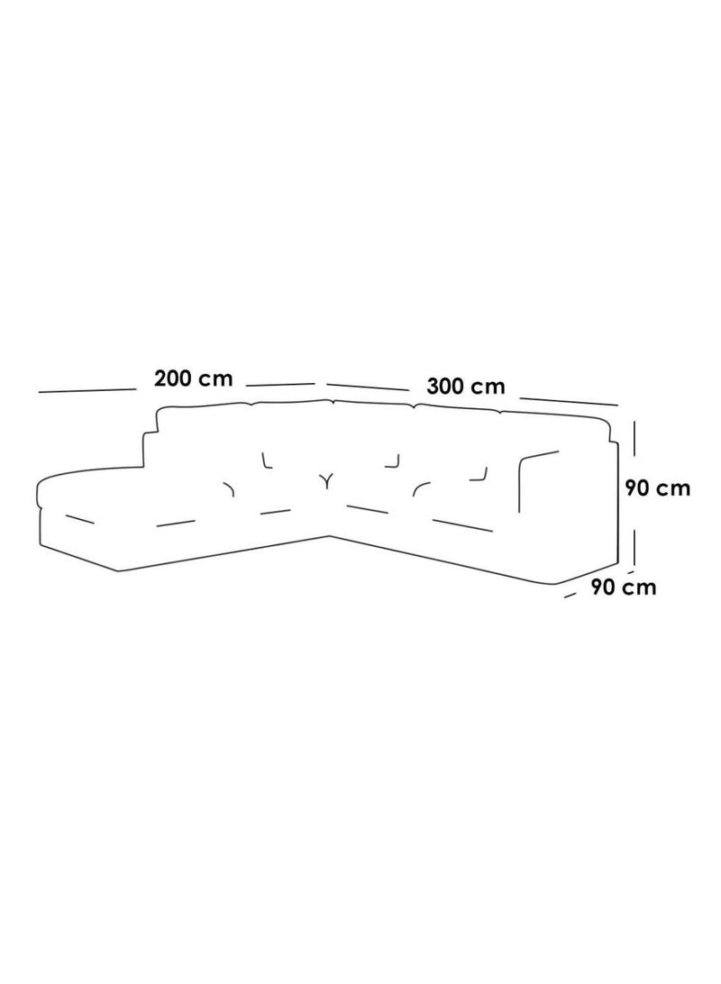 Mardod Saudi Saudi Arabia Return L-shaped Corner Sofa Made Of Swedish Wood With Linen Fabric, Size 300 x 90 x 90 Cm - White - ELE133 - Image 4
