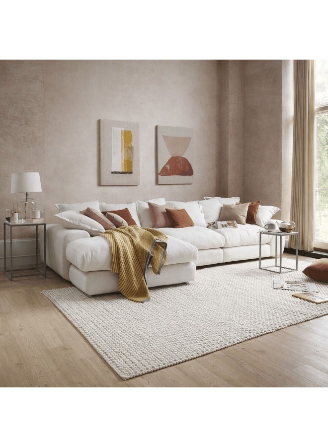 Mardod Saudi Saudi Arabia Return L-shaped Corner Sofa Made Of High-quality wood, elegant fabric, and comfort, Size 300 x 90 x 90 Cm - White - ELE133 - Image 1