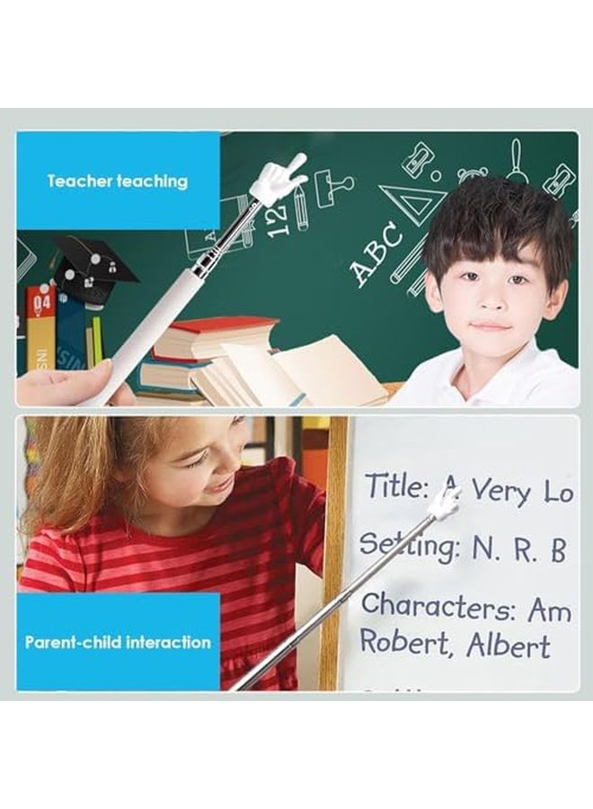 White Retractable Metal Telescopic Pointer For Whiteboard Presentations Teaching - Image 3