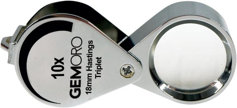 Gemoro Jewelers Loupe Magnifier | Chrome Hastings Triplet 10x Jewelry Eye Loop Magnifying Glass Monocle for Watch Repair Diamonds Coins Plants Gems Stamps Rings Earrings | Pocket Microscope (18mm) - Image 1