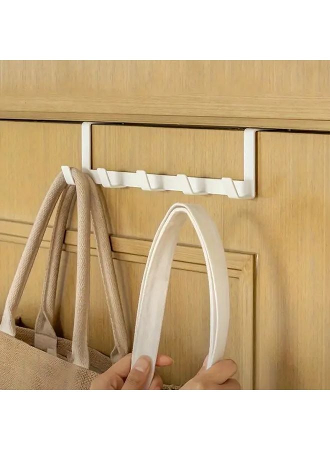 Black 5 Hook Over The Door Organizer Durable Metal Coat Rack For Bathroom Storage - Image 5