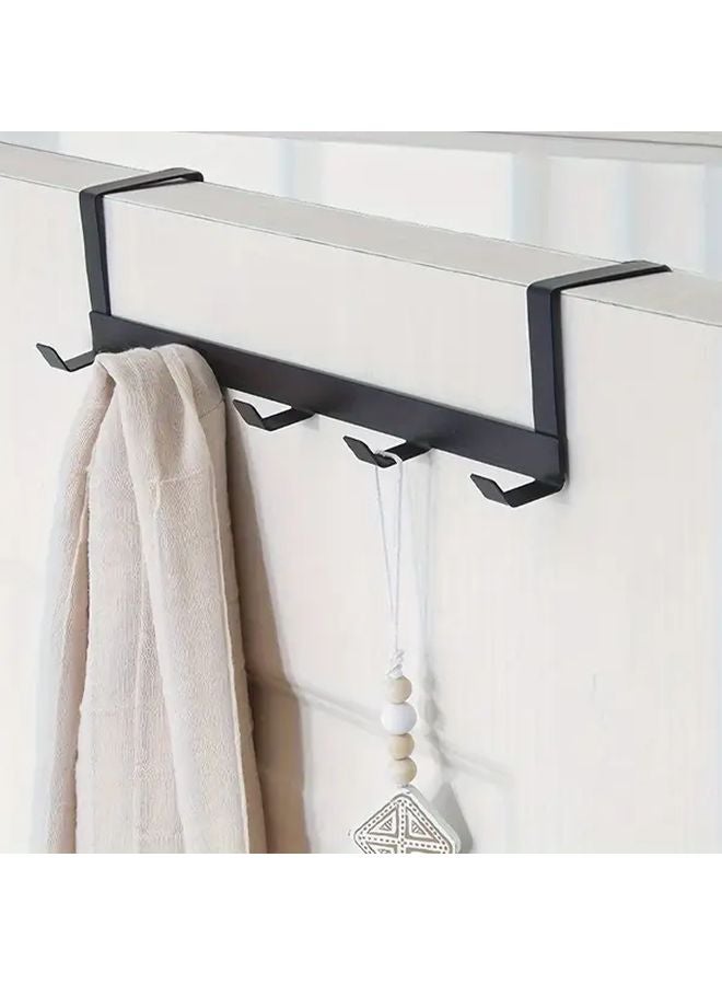 Black 5 Hook Over The Door Organizer Durable Metal Coat Rack For Bathroom Storage - Image 3
