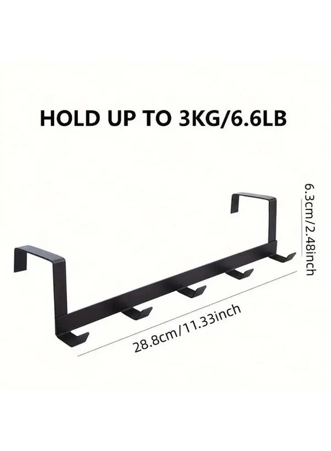 Black 5 Hook Over The Door Organizer Durable Metal Coat Rack For Bathroom Storage - Image 4
