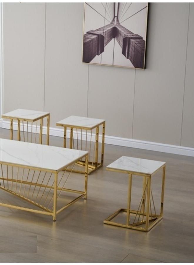 SULSHA Modern Ceramic Top Coffee Table Set With Gold Steel Base 1+4 - Image 2