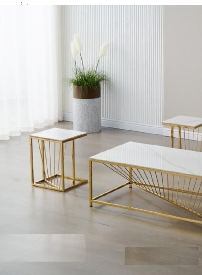 SULSHA Modern Ceramic Top Coffee Table Set With Gold Steel Base 1+4 - Image 3