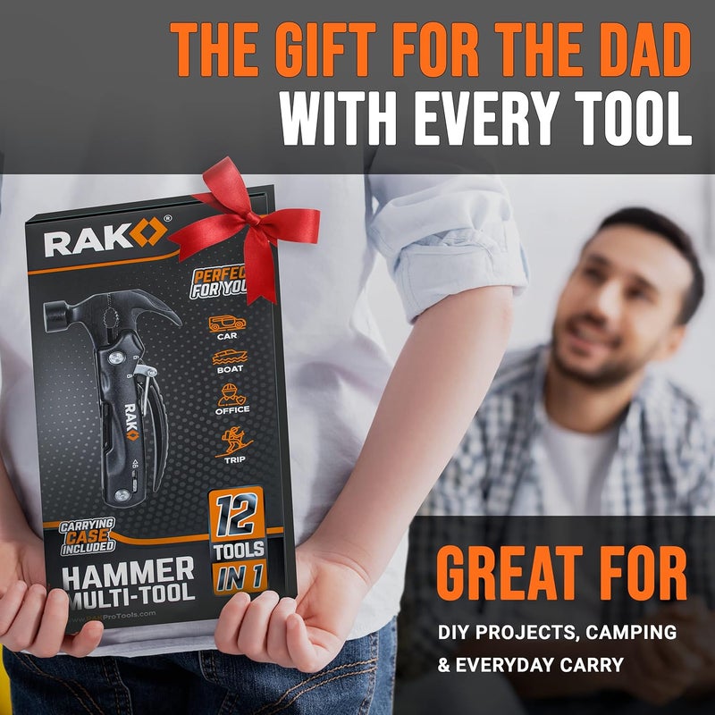 RAK Hammer Multitool BirthdayGifts for Men - Cool Unique Gifts Who Have Everything - Compact DIY Survival Multi Tool - Backpacking & Camping Accessories - Gadget Gifts - Image 3