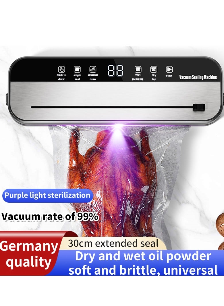Vacuum Sealer Machine Automatic Sealing for Food Preservation Built-in Cutter LED Indicators for Dry/Moist Food Includes 10 Vacuum Bags  - Image 1