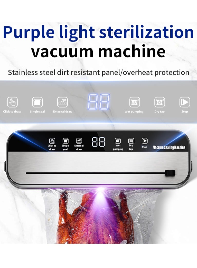 Vacuum Sealer Machine Automatic Sealing for Food Preservation Built-in Cutter LED Indicators for Dry/Moist Food Includes 10 Vacuum Bags  - Image 3