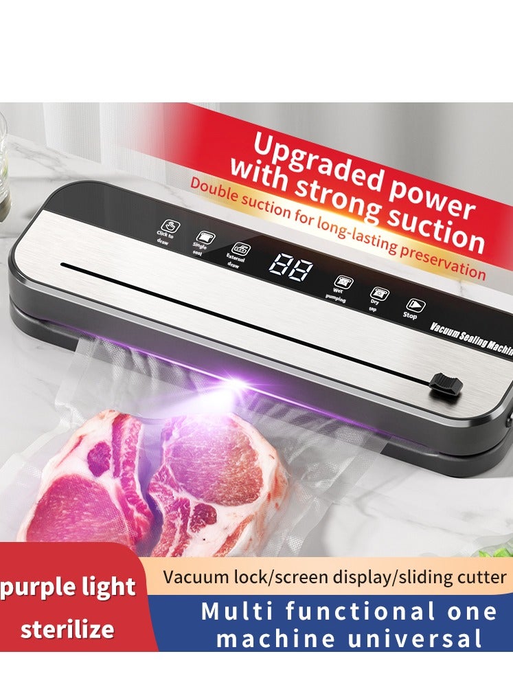 Vacuum Sealer Machine Automatic Sealing for Food Preservation Built-in Cutter LED Indicators for Dry/Moist Food Includes 10 Vacuum Bags  - Image 2