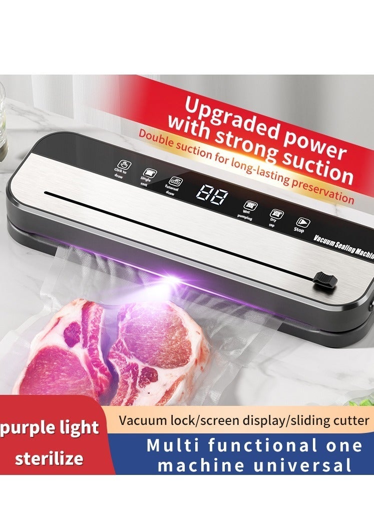 UV Sterilizer Vacuum Sealer Machine 75KPa Powerful Automatic Food Sealer with Built in Cutter for Dry Moist Food Kitchen Preservation System to Keep Food Fresh Longer 10 Bags Included - Image 1