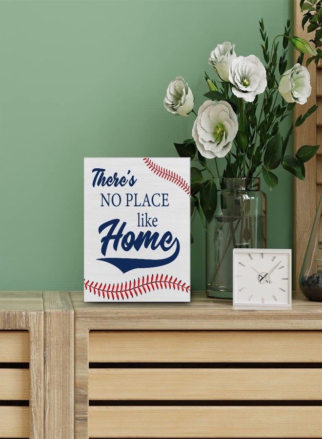 PIXCEOS Baseball Theme Decorative Wooden Box Sign There's No Place Like Home Wood Block Plaque Decor Home Table Shelf or Wall Display - Image 4