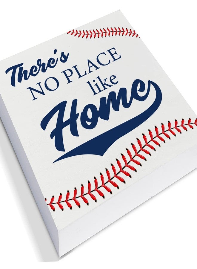 PIXCEOS Baseball Theme Decorative Wooden Box Sign There's No Place Like Home Wood Block Plaque Decor Home Table Shelf or Wall Display - Image 2