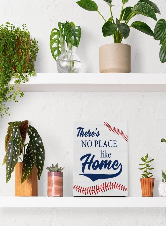 PIXCEOS Baseball Theme Decorative Wooden Box Sign There's No Place Like Home Wood Block Plaque Decor Home Table Shelf or Wall Display - Image 5
