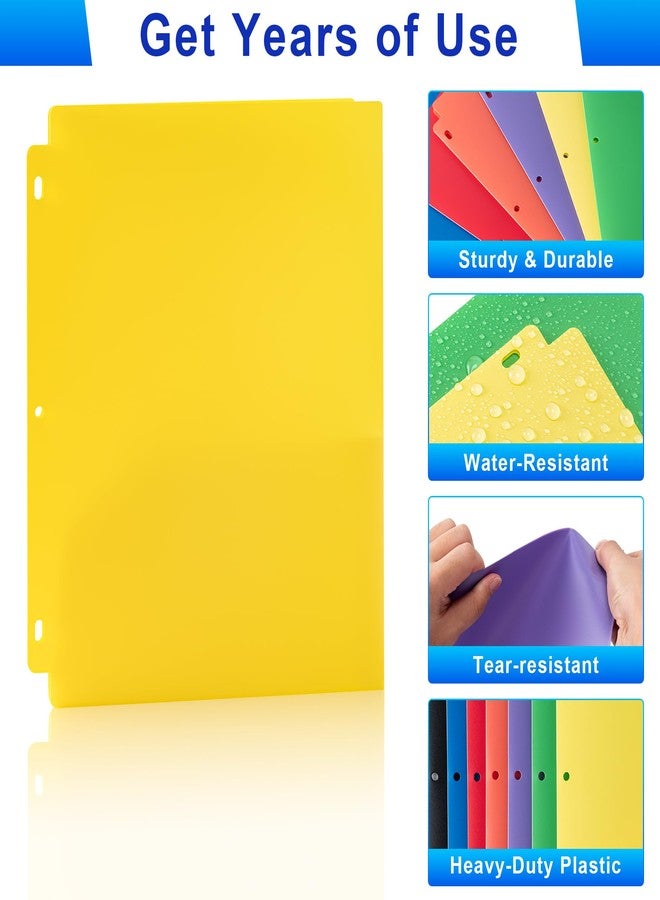Aegero Plastic 3 Hole Punch Folders with Pockets (7 Pack, Assorted Colors), Fits 3-Ring Binder, Divider Folder for Notebook, Durable Poly，Holds US Standard 8.5x11 Letter Size Paper - Image 3