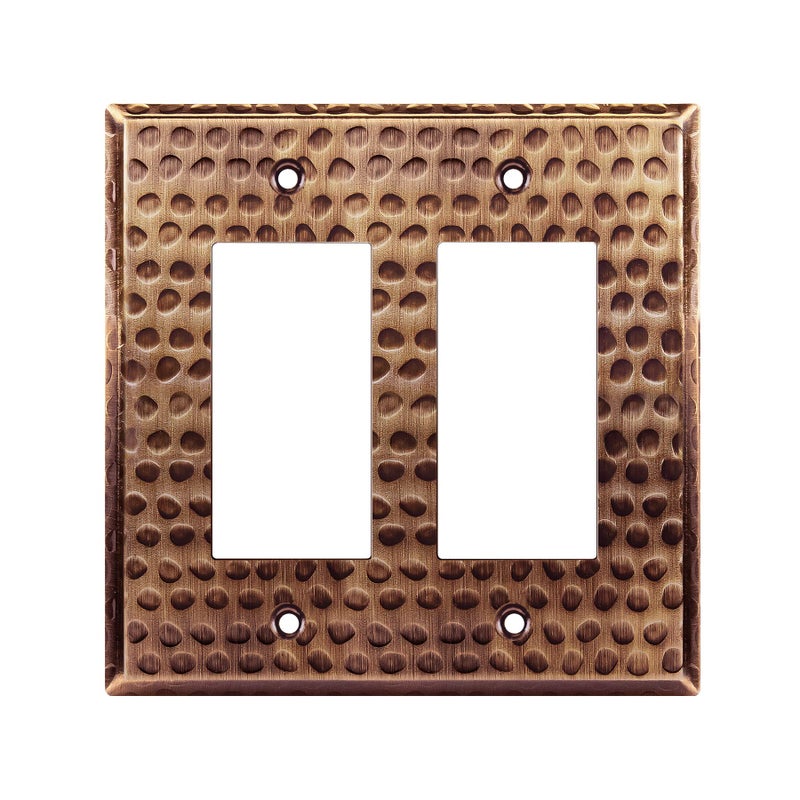 LIDER Decorator Switch or Receptacle Metal Wall Plate Stainless Steel Outlet Cover Corrosion Resistant MidSize 2Gang 488 x 492 201 Stainless Steel LMWP32MHAC Hammered Antique Copper