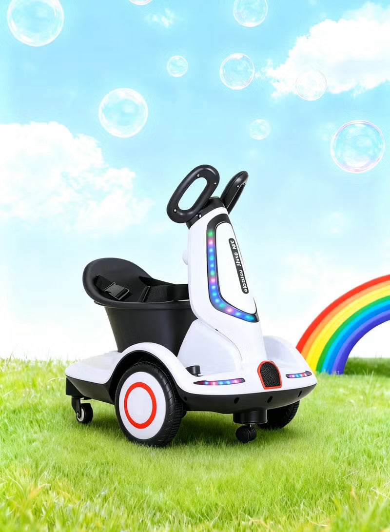 Multi-function Electric Scooter for Children, Four-Wheel Electric Scooter with Double Drive, Music and Light, UK Plug, Electric Scooter for 1-7 Years Kids Boys Girls - Image 1
