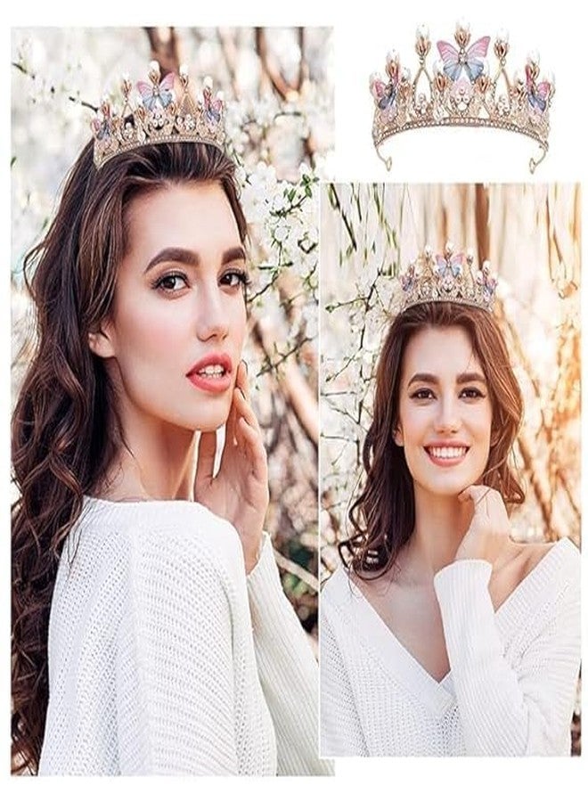 HARIRUP® Tiara Crown Pearl Princess Costume Crown Headband Flower Pageant Handmade Hair Accessories Cosplay,Birthday,Celebration for Girl Women (Crystal Crown) - Image 2