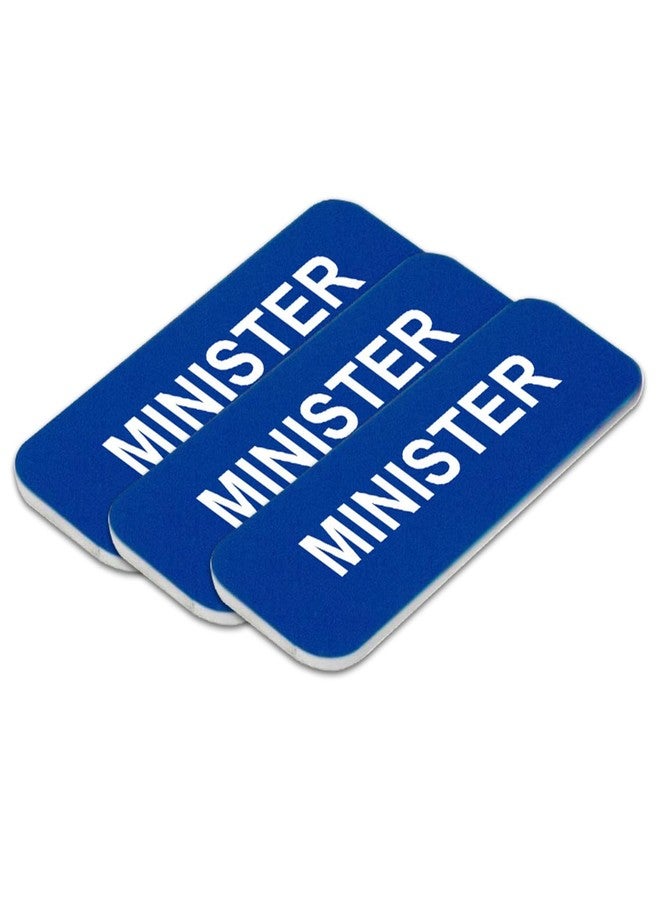 All Quality Badges Minister 1 x 3 Name Tag, Blue (3 Pack) - Image 1