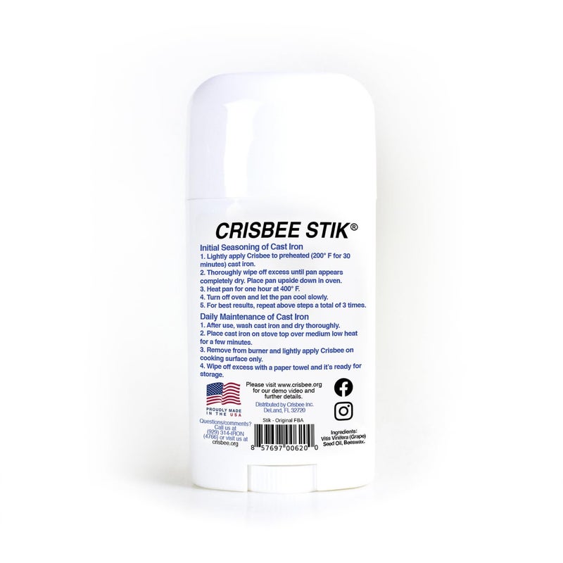 Crisbee Stik® Cast Iron and Carbon Steel Seasoning - Family Made in USA - The Cast Iron Seasoning Oil & Conditioner Preferred by Experts - Maintain a Cleaner Non-Stick Skillet - Image 2