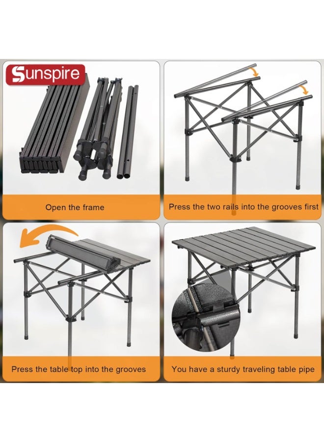 Sunspire Portable Folding Camping Table Lightweight with Carry Bag, Small Folding Table for Outdoor Camping, Cooking, Picnic, Camp, Boat, Travel ( 21.5x21.5x19.7inch Black) - Image 5