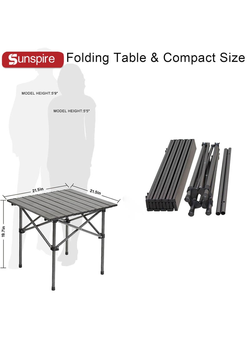Sunspire Portable Folding Camping Table Lightweight with Carry Bag, Small Folding Table for Outdoor Camping, Cooking, Picnic, Camp, Boat, Travel ( 21.5x21.5x19.7inch Black) - Image 2