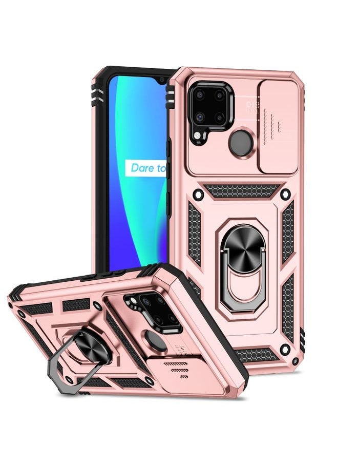 HuHa Case Cover For Realme C11 / C12 / C15 Sliding Camshield Holder Phone Case Rose Gold 