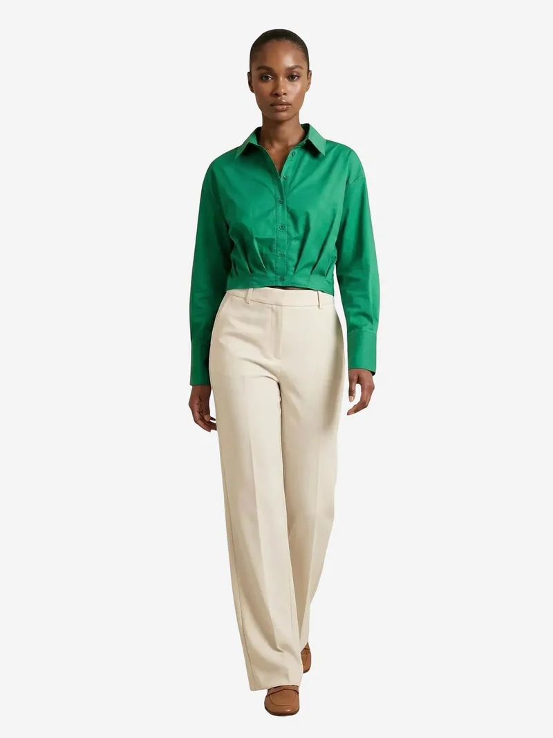 ماي فاشن MY FASHION Casual Button-Up Crop Shirt
