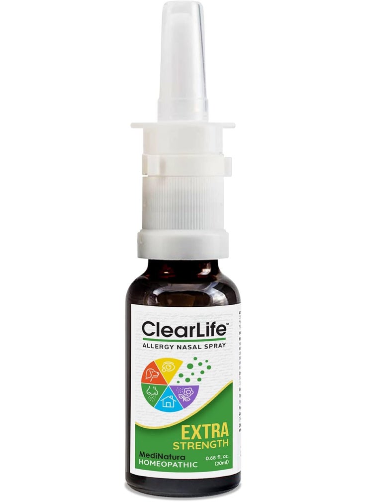 MediNatura ClearLife Extra Strength Multi-System Allergy Relieving Nasal Spray Mist - 8 Powerful Homeopathic Actives Provide Potent Maximum Congestion, Itchiness & Sinus Pressure Relief - Non-Drowsy - 0.68 oz 