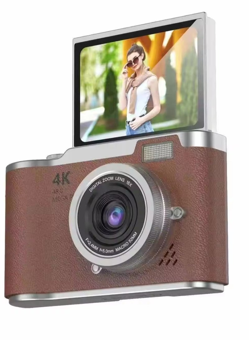 Generic 4k CCD Digital Zoom Student Digital Camera 48MP Portable Digital Photography Camera 180° Flip Screen Selfie Camera，free 128GB SD card 