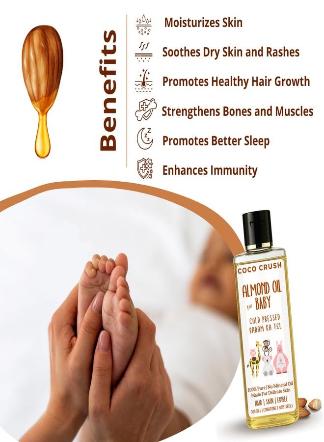 Coco Crush 100% Natural Virgin Coconut & Almond Oil for Baby Massage | Cold Pressed & Pure | Nourishing Hair Oil & Body Oil for Newborns | Skin Softening & Bone Strengthening (2 * 200ml) (400ml) - Image 5