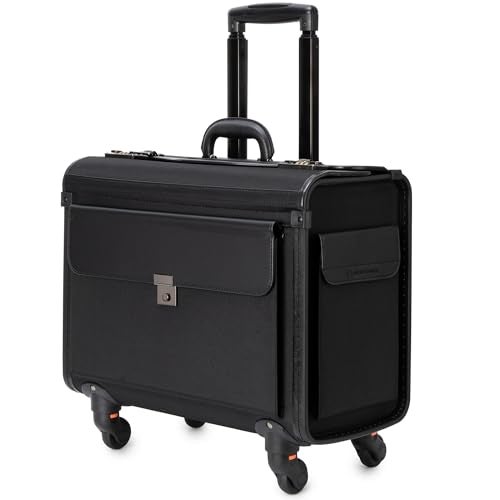 Alpine Swiss Wheeled Briefcase Rolling Briefcase Locking Telescopic Handle 4 Replaceable Wheels Pilot Lawyer Litigator Attache Case 17 Laptop Compartment Dual Combo Locks Organizer Pockets - Image 1