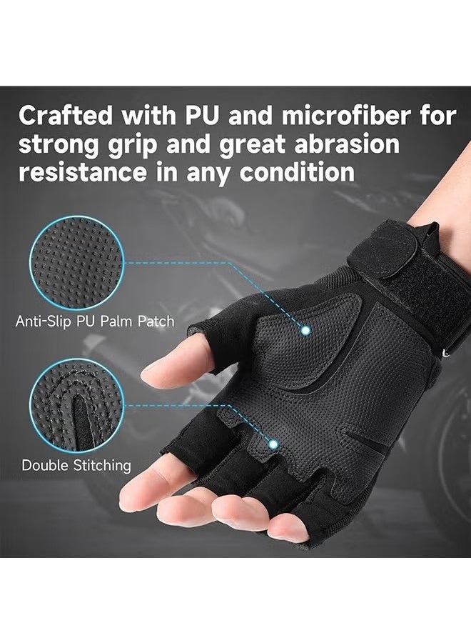 قفازات دراجات نارية للرجال والنساء: قفازات تكتيكية تعمل باللمس بأصابع كاملة، قابلة للتنفس، مع مفاصل صلبة ومعصم قابل للتعديل للركوب، موتوكروس، سباق الطرق، ركوب الدراجات، التسلق (مقاس L) - Image 4