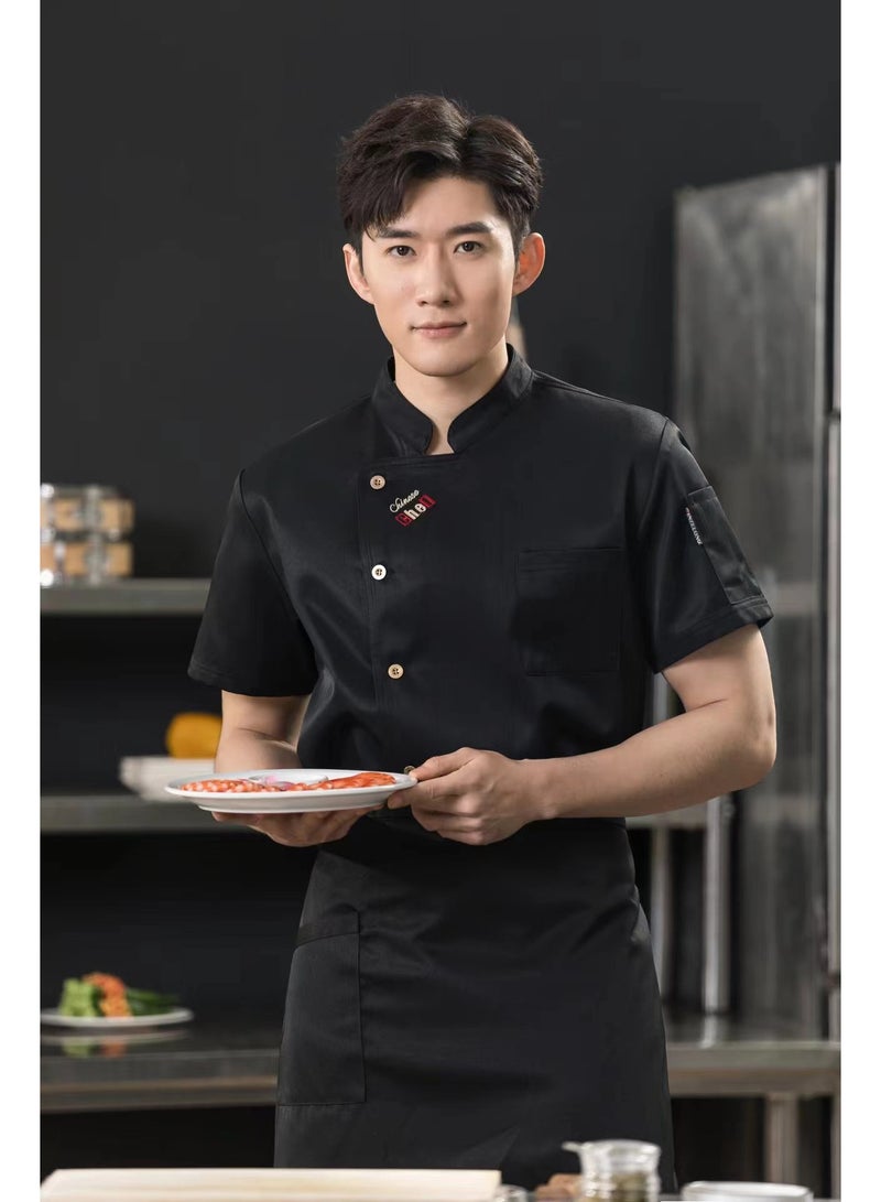 NIBEMINENT Men Head Chef Food service Kitchen Cooking Costume Pizzaiolo Cook Uniform Restaurant Chef's Jackets Bakery Cafe Working Clothes  - Image 1