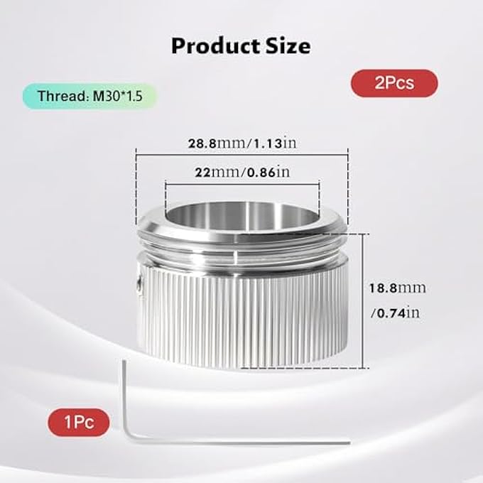 RADIATOR THERMOSTAT ADAPTER M30 X 1.5 MADE OF 304 STAINLESS STEEL HEATING VALVE ADAPTER FOR RA RAV RAVL VALVE RADIATOR VALVE THERMOSTAT HEAD ADAPTER WITH HEX KEY SET OF 2 - Image 2