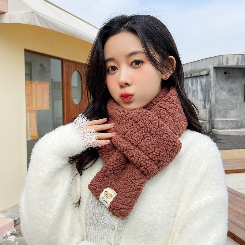 Warm Cartoon Plush Bear Scarf Female Japanese Ins Student Sweet Lambswool Thickened Cute Cute Scarf - Image 5