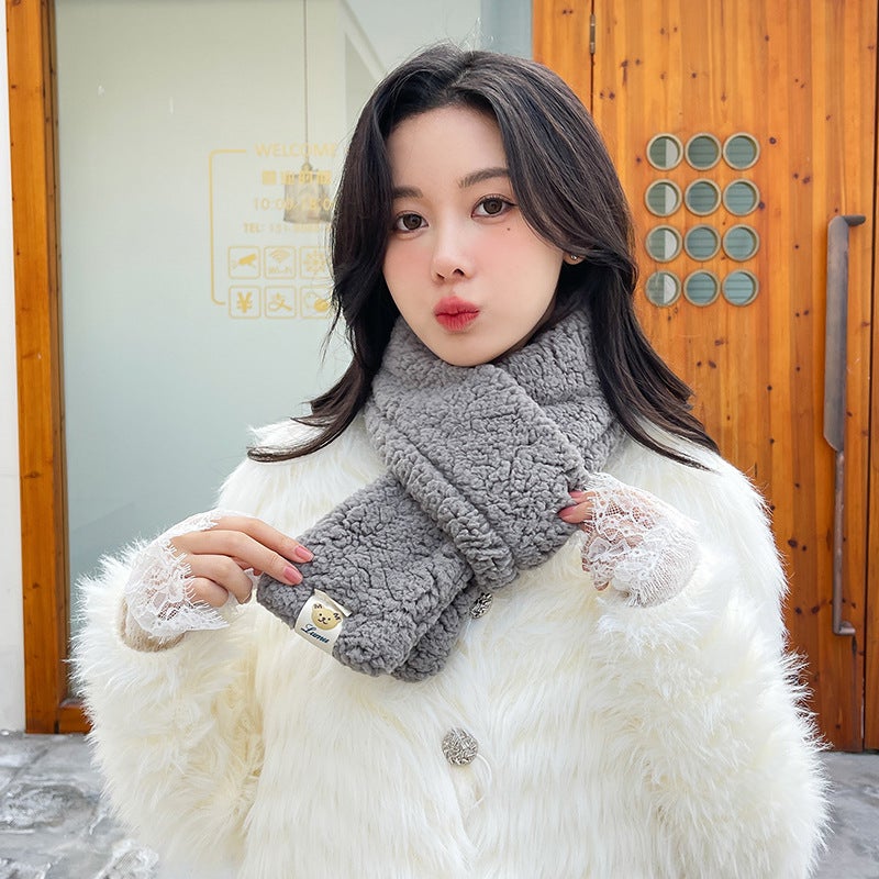 Warm Cartoon Plush Bear Scarf Female Japanese Ins Student Sweet Lambswool Thickened Cute Cute Scarf - Image 3