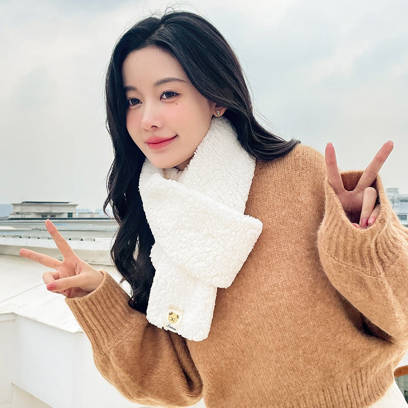 Warm Cartoon Plush Bear Scarf Female Japanese Ins Student Sweet Lambswool Thickened Cute Cute Scarf - Image 4
