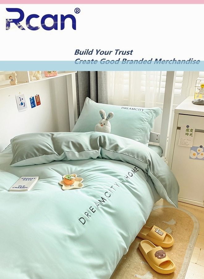 Rcan 3-Piece Set Children Student School Dormitory Embroidery Design Duvet Cover Set Single Bed Kid's Polyester Bedding Set Boy Girl 150x200cm - Image 1