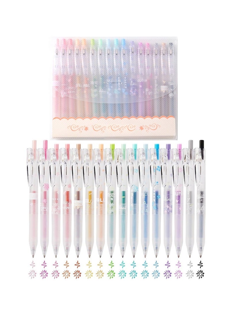 Generic Color Glitter Gel Pen 16 Pcs Black Card Bullet With Pen Clip Signature Pen Set 0.5 MM Retractable Rolling Ball Gel Pens Quick Drying Ink  Gel Pens for Colouring Books Doodling Drawing  - Image 1