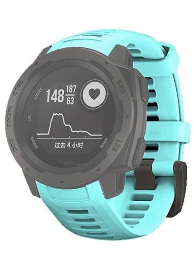 Silicone Replacement Wrist Strap For Garmin Instinct- 22mm Mint Green - Image 1