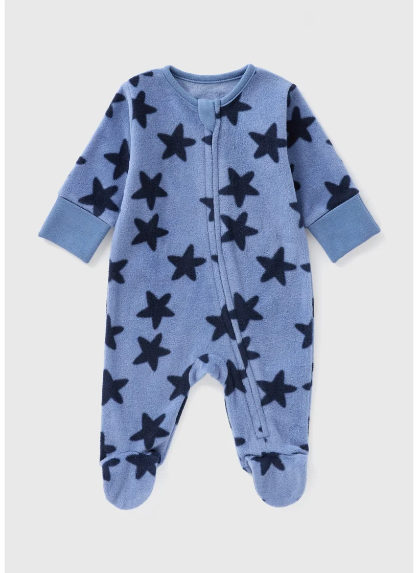 Matalan Baby Blue Star Fleece Sleepsuit