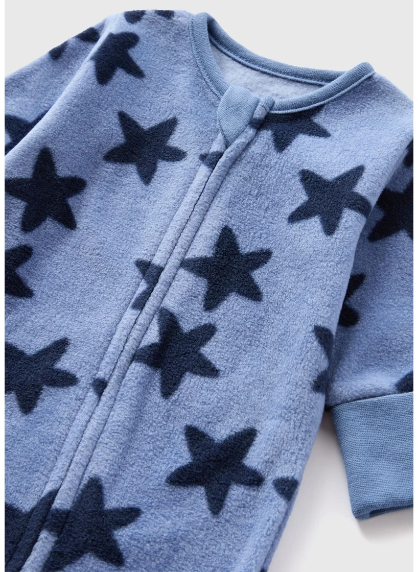 Matalan Baby Blue Star Fleece Sleepsuit